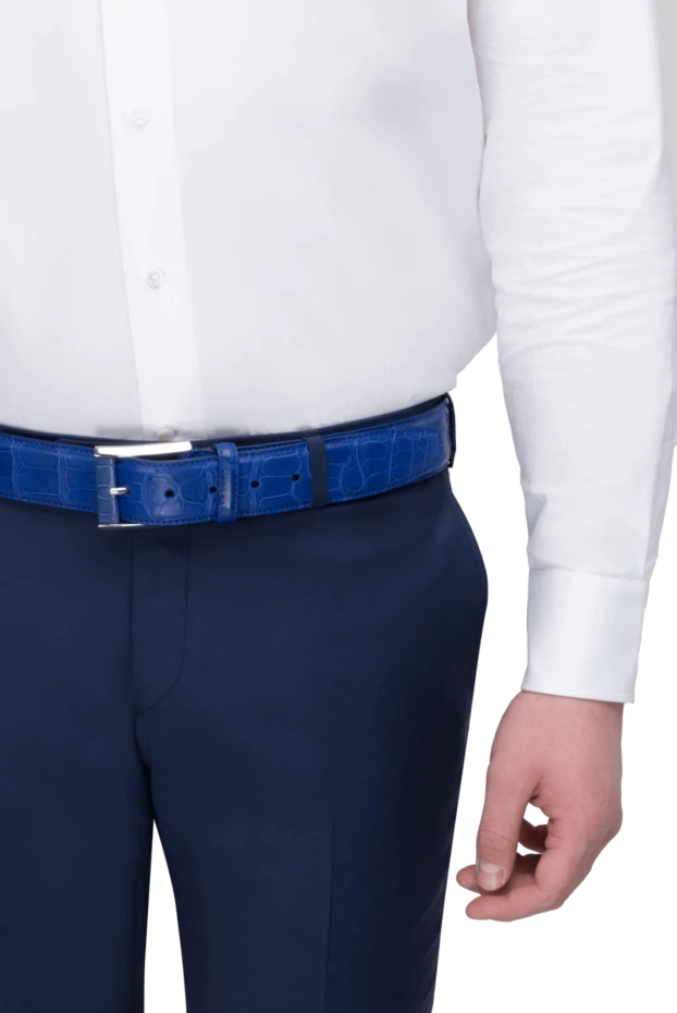 Cesare di Napoli man crocodile leather belt blue for men купить с ценами и фото 170998 - photo 2