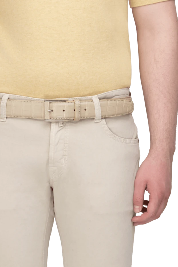 Cesare di Napoli man beige crocodile leather belt for men купить с ценами и фото 171001 - photo 2