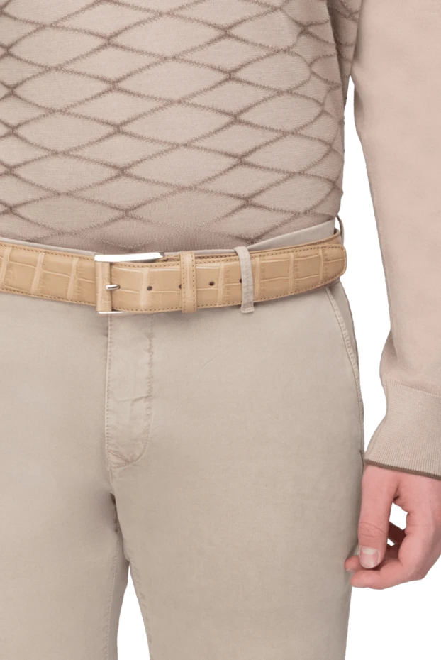 Cesare di Napoli man beige crocodile leather belt for men купить с ценами и фото 171002 - photo 2