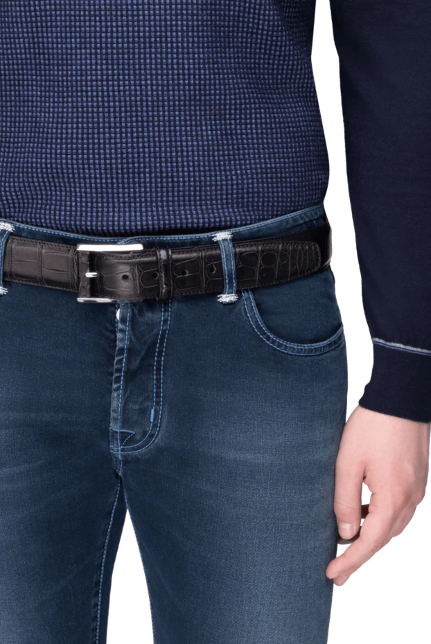 Cesare di Napoli man black crocodile leather belt for men купить с ценами и фото 171003 - photo 2