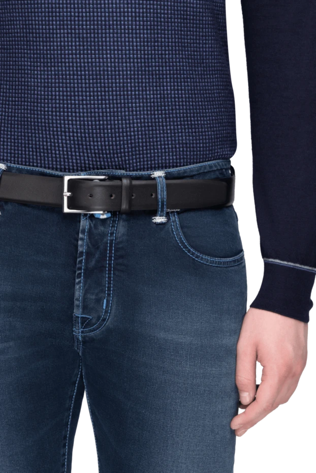 Cesare di Napoli man black leather belt for men купить с ценами и фото 171006 - photo 2