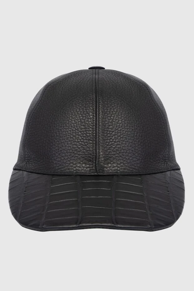 Cesare di Napoli man black crocodile leather cap for men купить с ценами и фото 171024 - photo 1