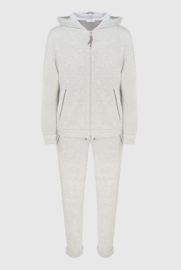 Мақта-жібектен жасалған капюшоны бар және қарапайым кесілген костюм - фото 1