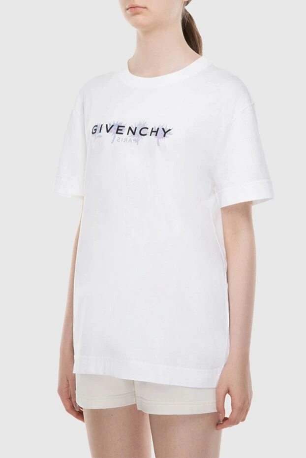 Givenchy women's cotton white t-shirt with a black logo 171071 - photo 3