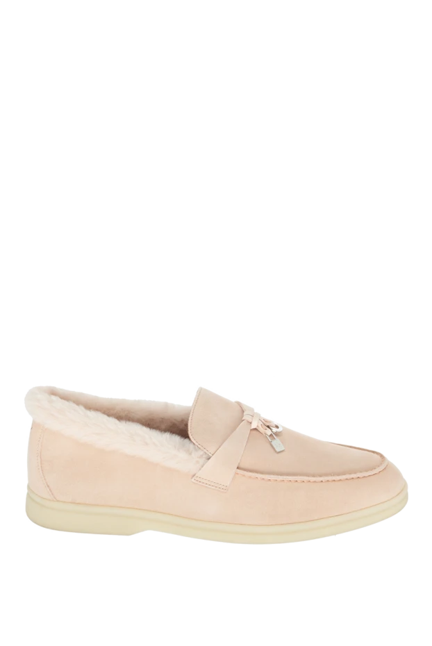 Loro Piana woman pink suede and fur loafers for women купить с ценами и фото 171088 - photo 1