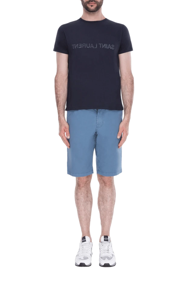 Saint Laurent man cotton t-shirt blue for men купить с ценами и фото 171140 - photo 2