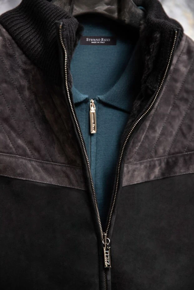 Zilli куртка на меху из натуральной кожи и кашемира черная мужская 171169 - фото 2