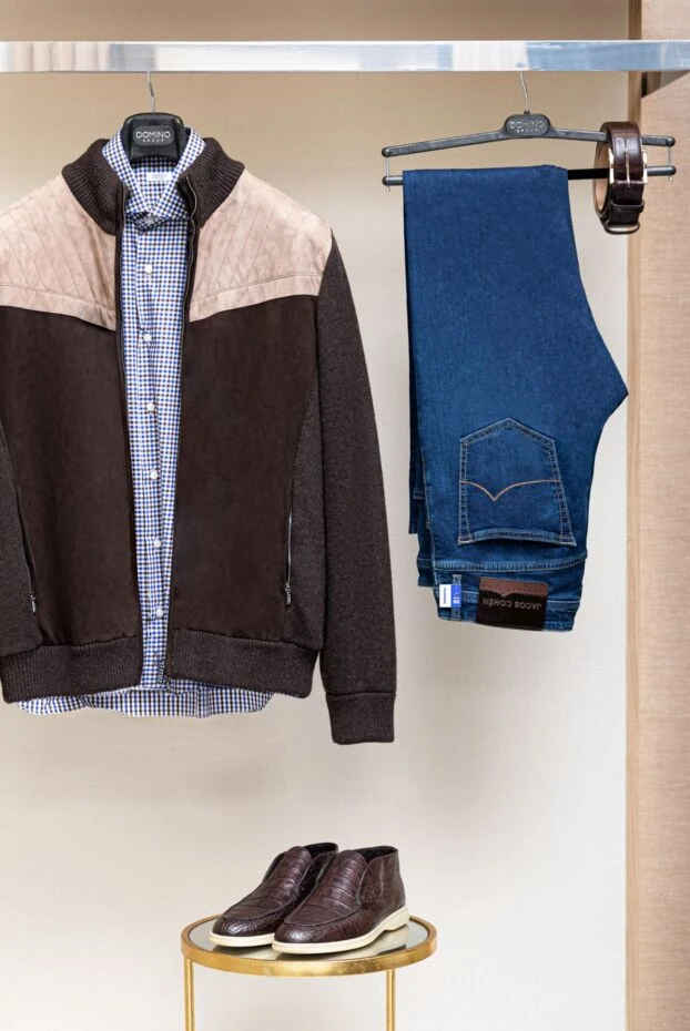 Zilli кардиган из кашемира на молнии мужской коричневый с бежевыми вставками 171173 - фото 2