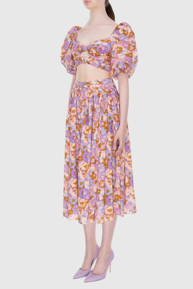Zimmermann костюм с юбкой из хлопка фиолетовый женский костюм с юбкой 171198 - фото 3