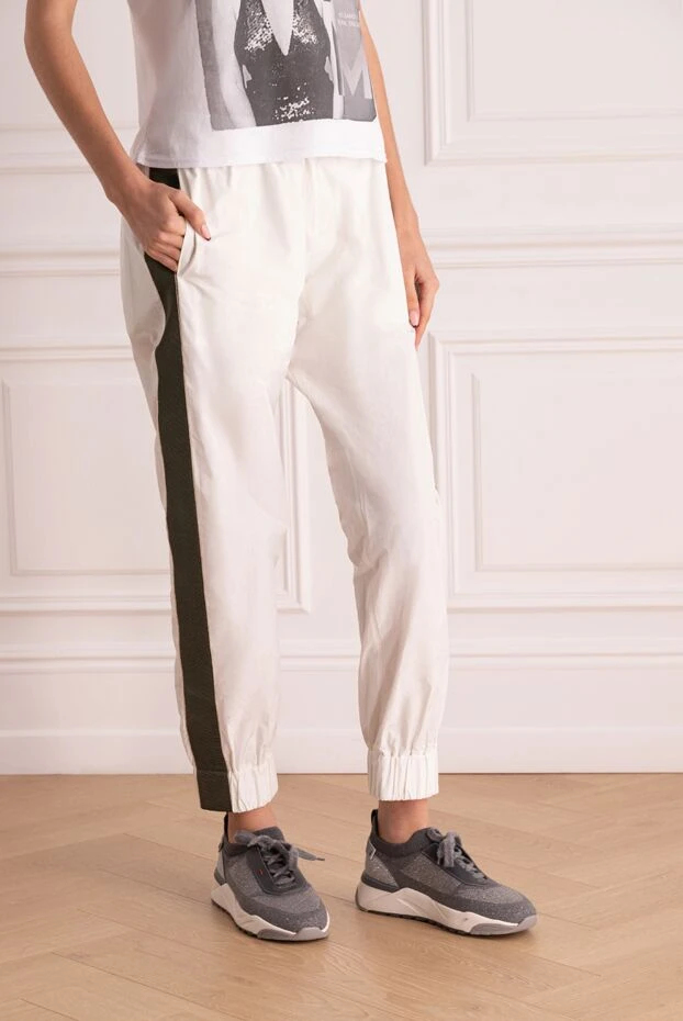 Brunello Cucinelli white cotton sports pants for women 171202 - photo 3