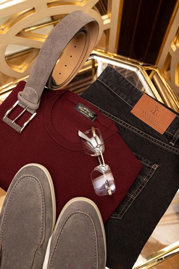 Basic burgundy wool jumper for men - photo 2