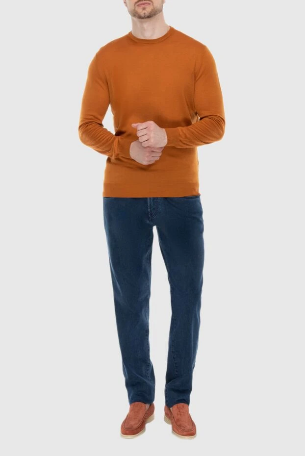 Cesare di Napoli man wool jumper orange for men купить с ценами и фото 171228 - photo 2