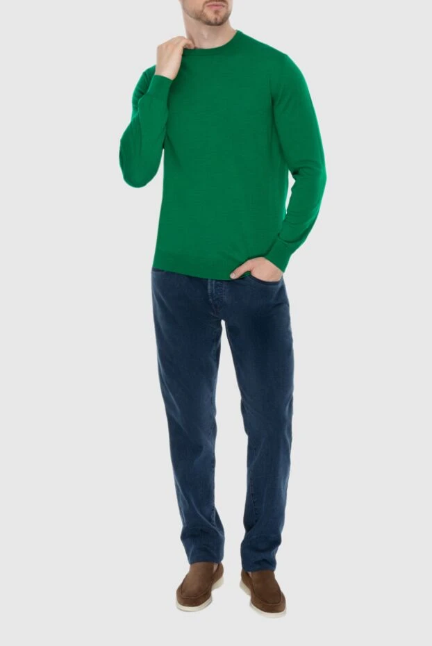 Cesare di Napoli man wool jumper green for men купить с ценами и фото 171229 - photo 2