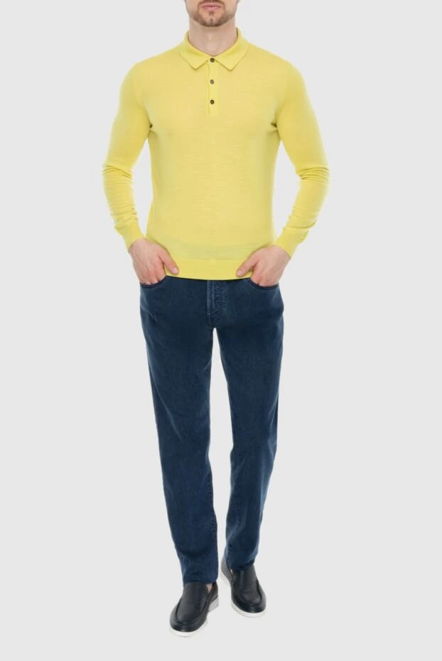 Cesare di Napoli man wool long sleeve polo yellow for men купить с ценами и фото 171232 - photo 2