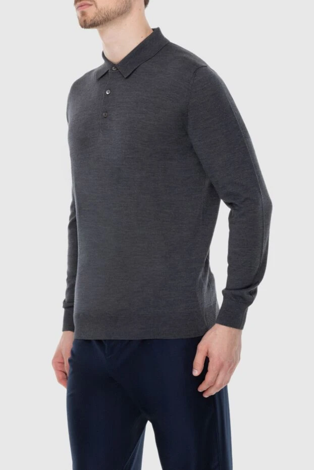 Cesare di Napoli man wool long sleeve polo gray for men 171233 - photo 3