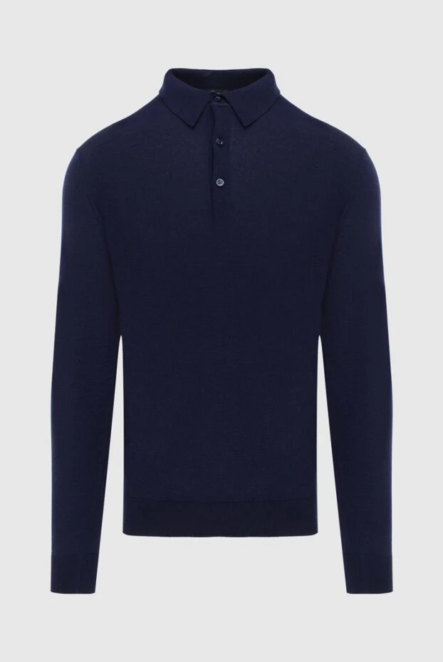 Cesare di Napoli man wool long sleeve polo blue for men купить с ценами и фото 171235 - photo 1