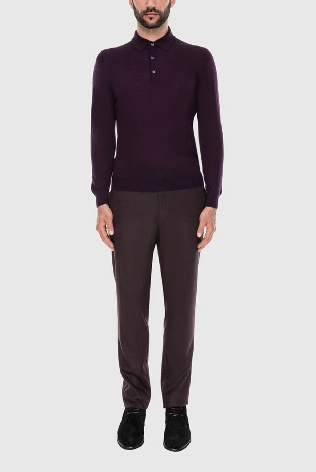 Cesare di Napoli man wool long sleeve polo violet for men купить с ценами и фото 171237 - photo 2