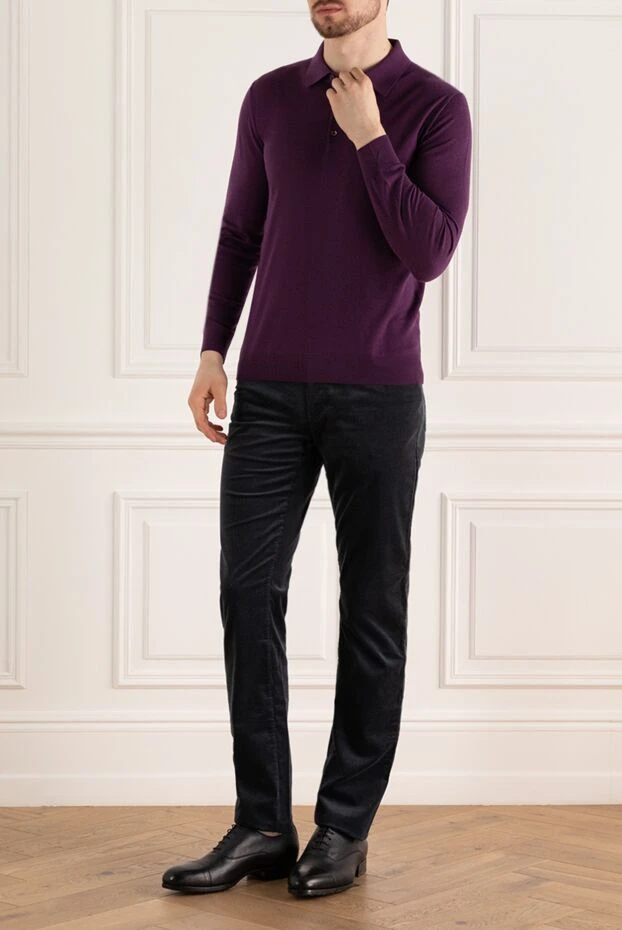 Cesare di Napoli man wool long sleeve polo violet for men купить с ценами и фото 171239 - photo 2