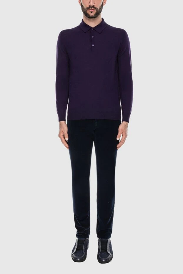 Cesare di Napoli man wool long sleeve polo violet for men купить с ценами и фото 171242 - photo 2