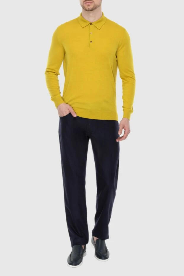 Cesare di Napoli man wool long sleeve polo yellow for men купить с ценами и фото 171244 - photo 2