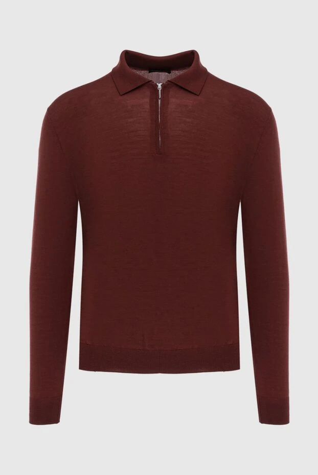 Cesare di Napoli man wool long sleeve polo burgundy for men купить с ценами и фото 171251 - photo 1