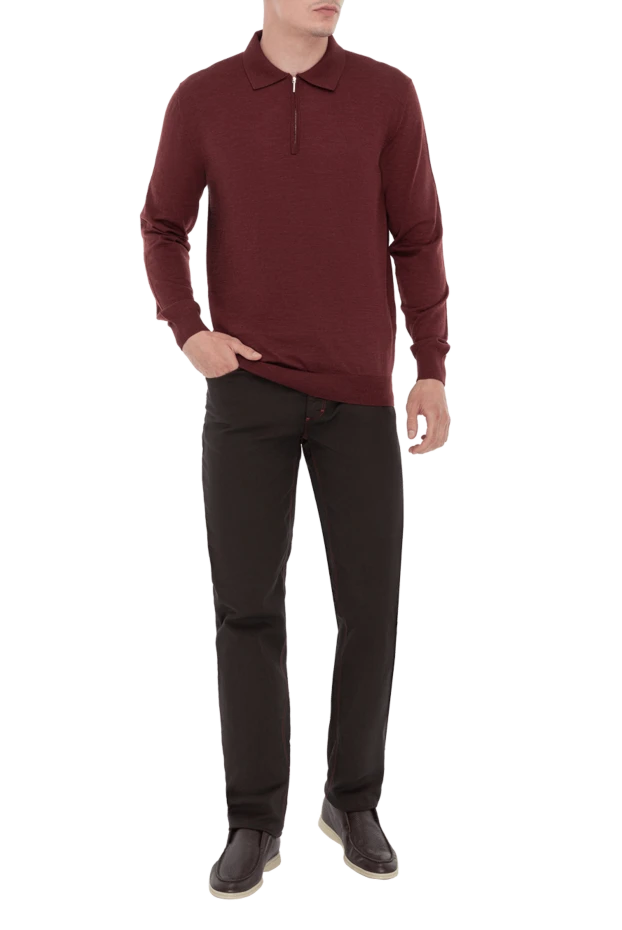 Cesare di Napoli man wool long sleeve polo burgundy for men купить с ценами и фото 171252 - photo 2