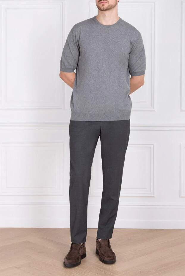 Cesare di Napoli man gray cotton jumper for men купить с ценами и фото 171254 - photo 2