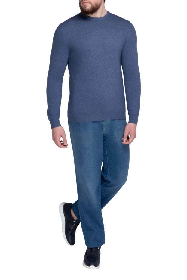 Cesare di Napoli man wool and cashmere jumper blue for men купить с ценами и фото 171257 - photo 2