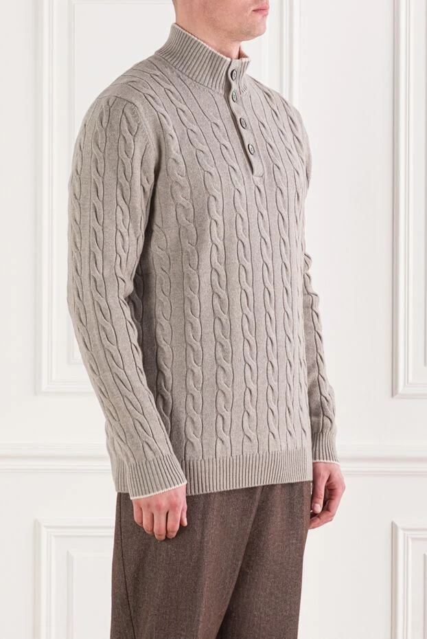 Gran Sasso тройер серый вязаный плетением косы мужской 171329 - фото 3