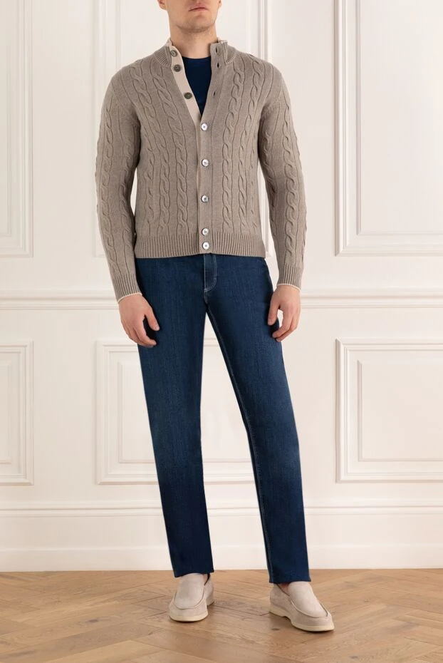 Gran Sasso man cardigan made of wool, viscose and cashmere, beige for men купить с ценами и фото 171336 - photo 2