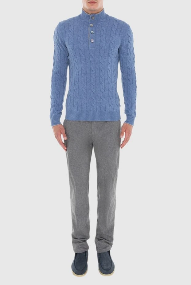 Gran Sasso man troyer wool, viscose and cashmere blue for men купить с ценами и фото 171338 - photo 2