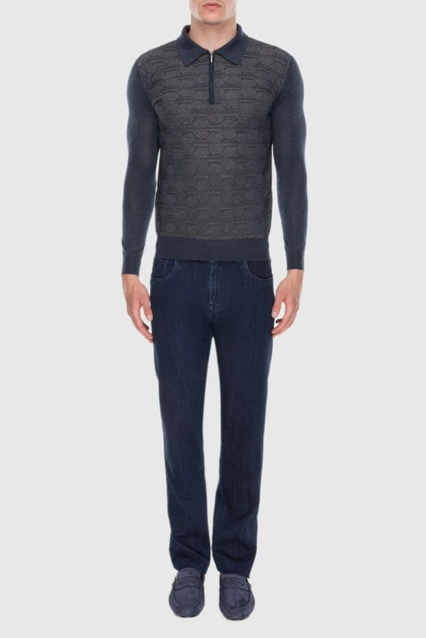 Cesare di Napoli navy blue long sleeve polo in soft cashmere and silk
 171403 - photo 2