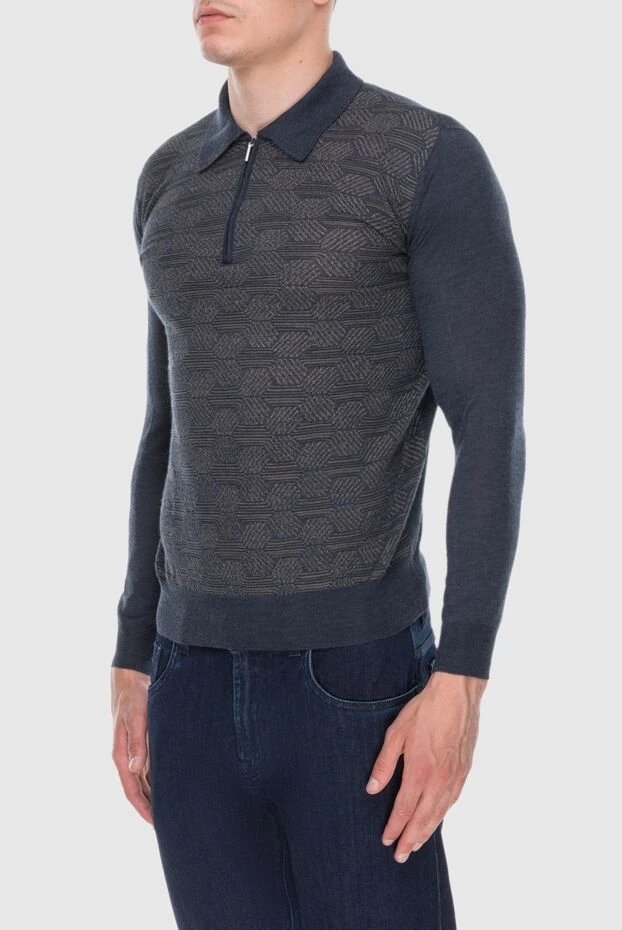 Cesare di Napoli navy blue long sleeve polo in soft cashmere and silk
 171403 - photo 3