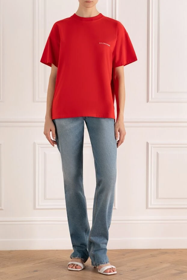 Balenciaga woman red cotton t-shirt for women купить с ценами и фото 171405 - photo 2