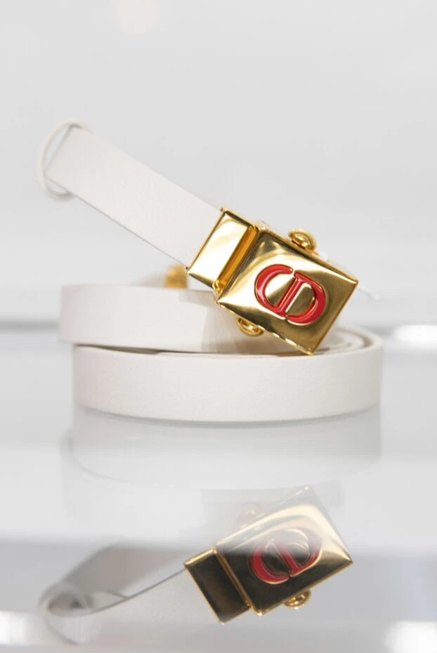 Dior ремень кожаный белый женский с логотипом 171413 - фото 2