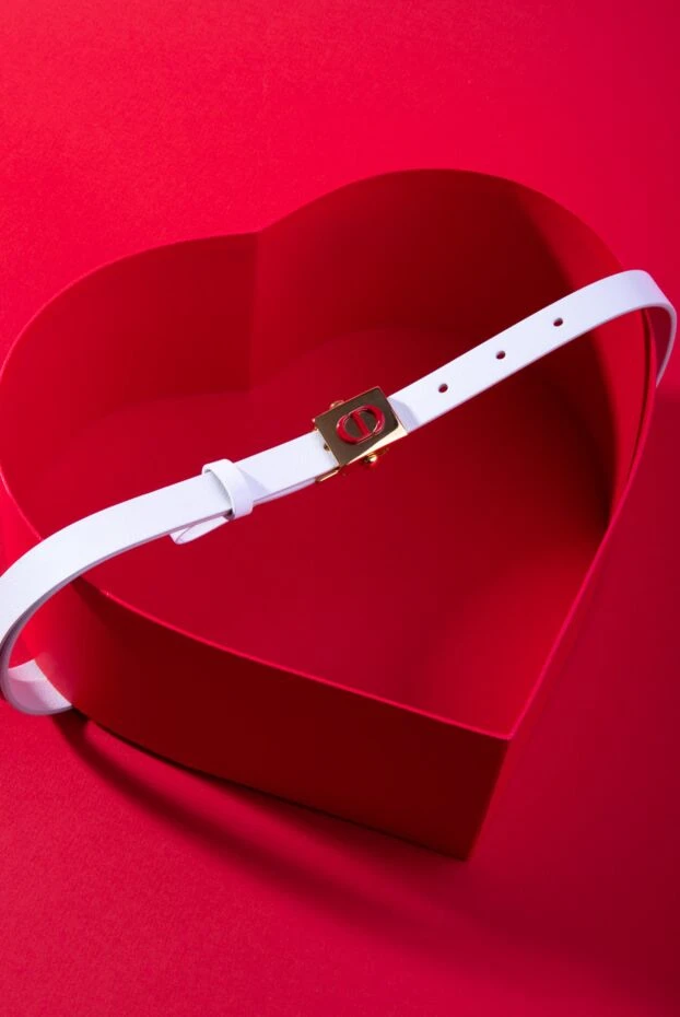 Dior ремень кожаный белый женский с логотипом 171413 - фото 3