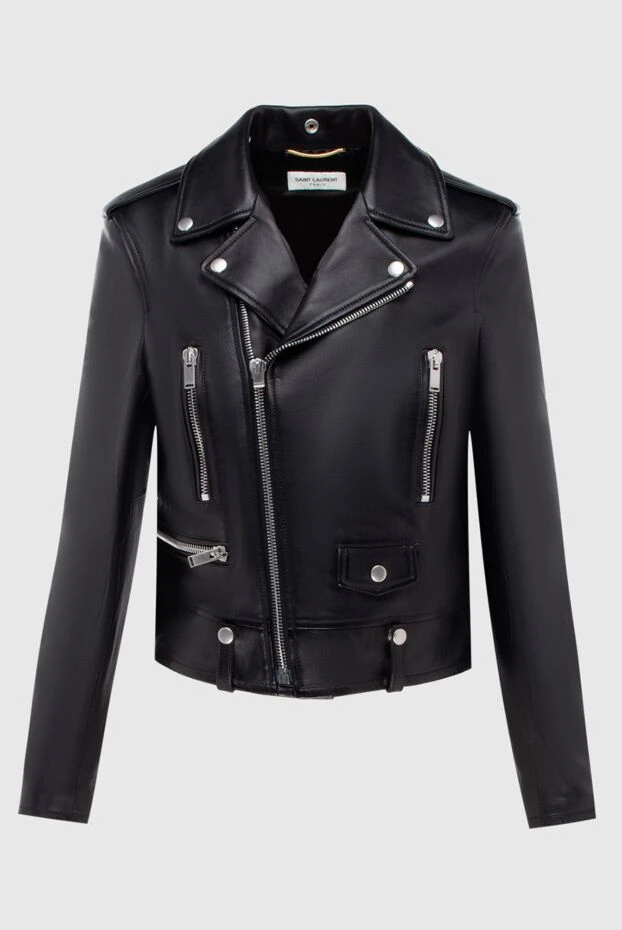 Saint Laurent woman women's black genuine leather jacket купить с ценами и фото 171454 - photo 1