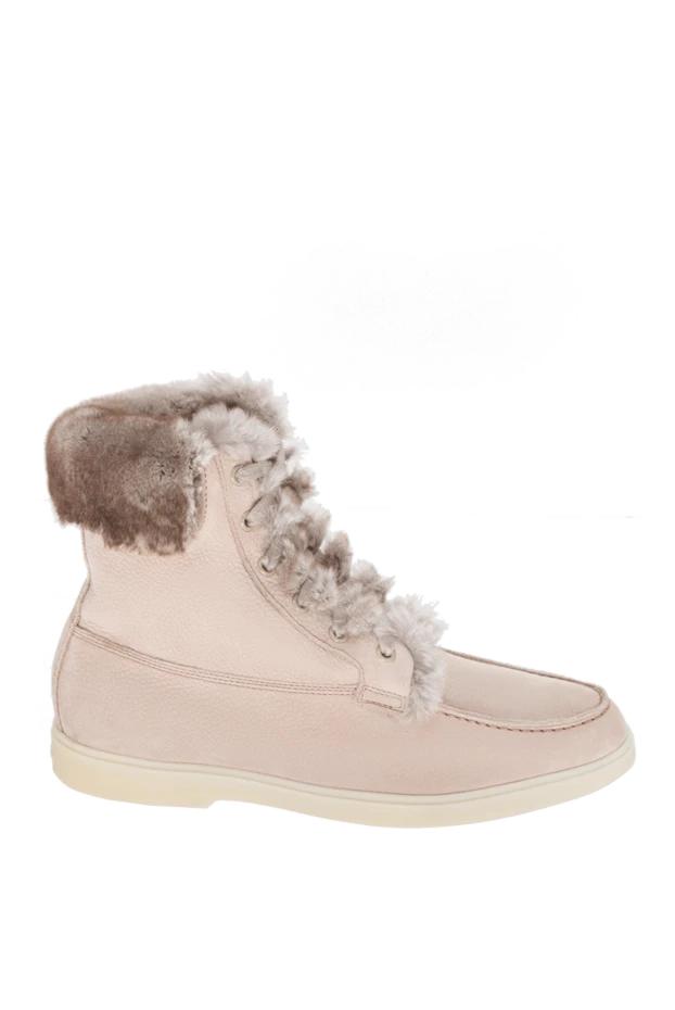 Santoni woman beige nubuck and fur boots for women купить с ценами и фото 171456 - photo 1