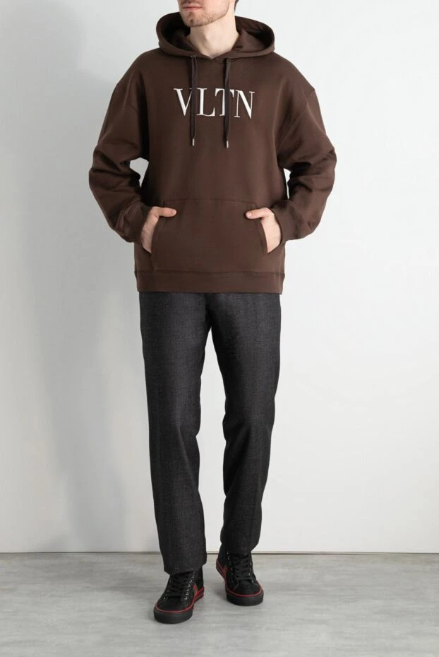 Valentino man men's hoodie made of cotton and polyamide, brown купить с ценами и фото 171461 - photo 2