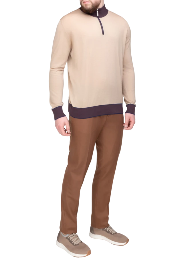 Cesare di Napoli man brown wool trousers for men купить с ценами и фото 171497 - photo 2