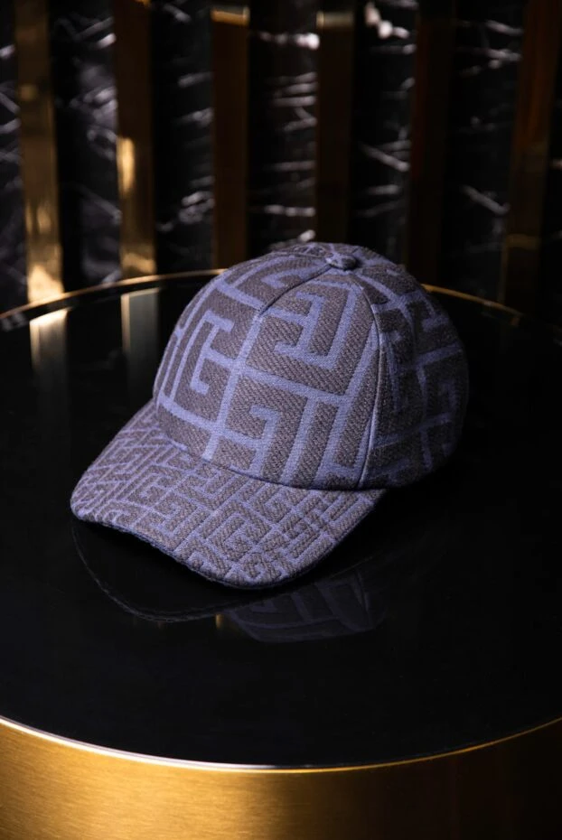 Balmain қара мақта қалпақ фактуралы бренд үлгісімен ерлерге арналған 171506 - фото 2