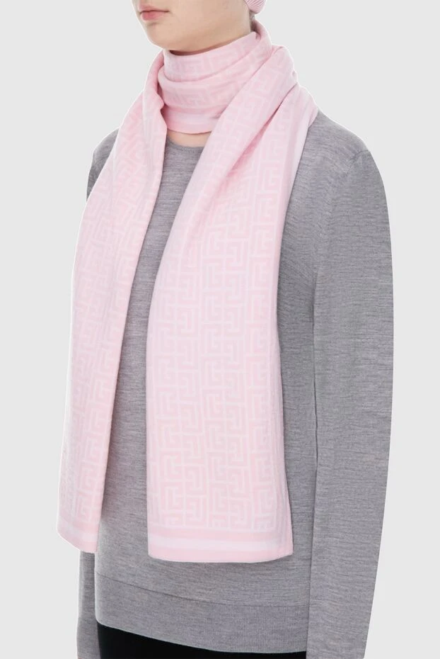 Balmain woman pink wool scarf for woman купить с ценами и фото 171518 - photo 2