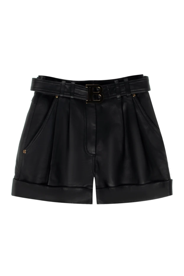 Balmain woman black leather shorts for woman купить с ценами и фото 171542 - photo 1