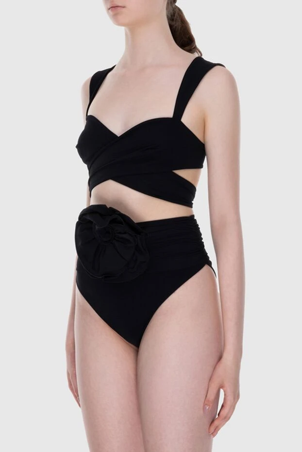 Magda Butrym раздельный купальник чёрный с драпировкой и декоративной розой на талии 171578 - фото 3