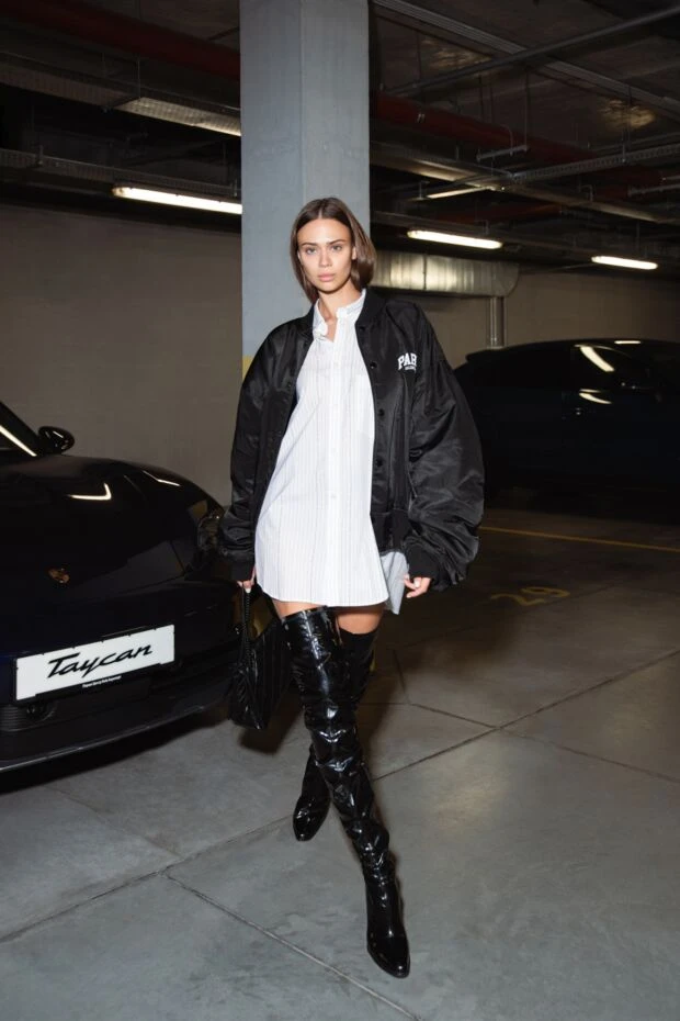 Magda Butrym ботфорты женские кожаные высокие лакированные черные 171601 - фото 3