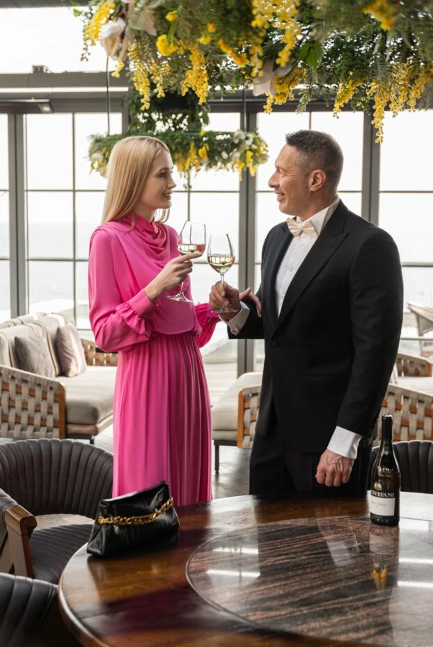 Earrings with crystals pink for women - photo 2