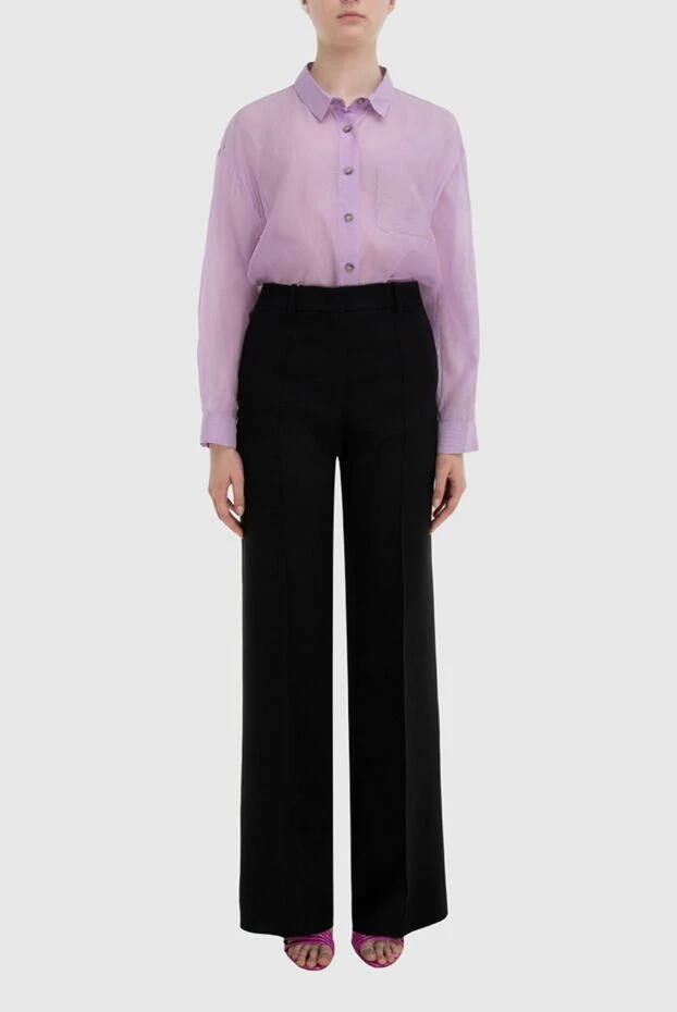 Valentino woman black wool and silk trousers for women купить с ценами и фото 171642 - photo 2