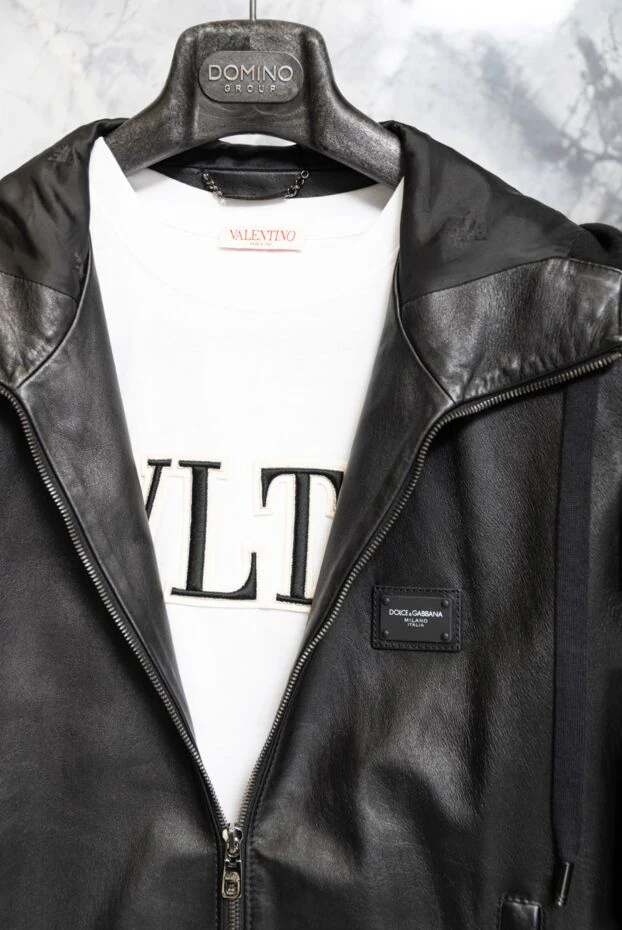 Қарама-қарсы VLTN әріпі бар ерлерге арналған ақ мақта-мата жейдесі
 - фото 2