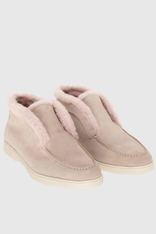 Santoni бежевый түкті әйелдер қысқы лоферлері
 171666 - фото 3