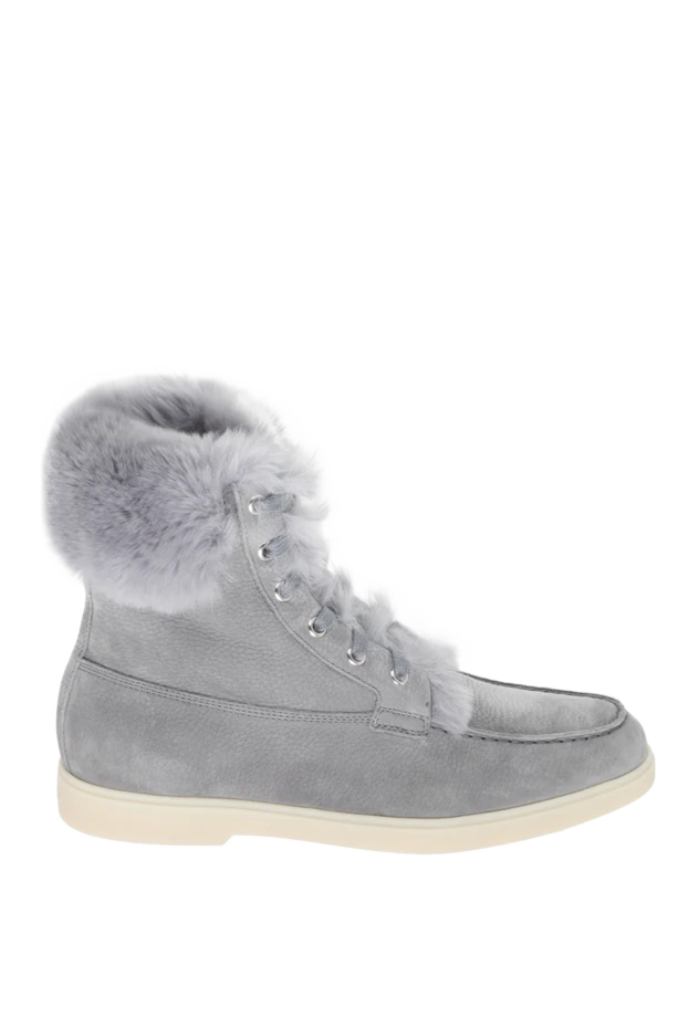 Santoni woman gray leather and fur boots for women купить с ценами и фото 171667 - photo 1